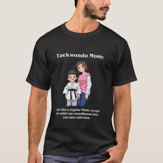Taekwondo Moeder Mijn kind roundhouse Grappig Mart T-shirt (Voorkant)