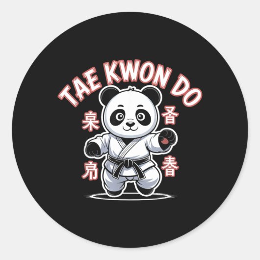 Taekwondo Panda Grappige Koreaanse Tkd Ronde Sticker (Voorkant)