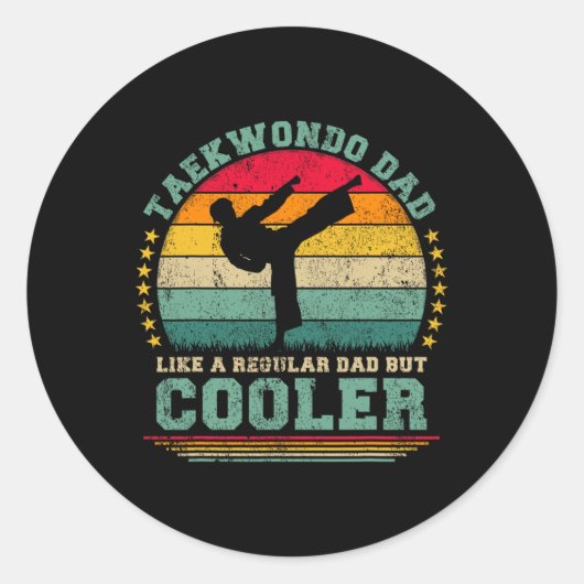 Taekwondo papa als een gewone papa taekwondo vader ronde sticker (Voorkant)