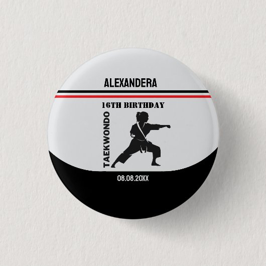 Taekwondo Player, Birthday Gift, Team Karate  Ronde Button 3,2 Cm (Voorkant)