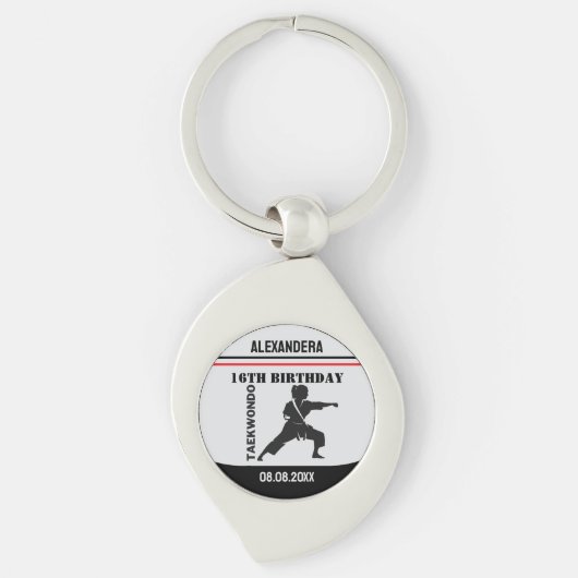 Taekwondo Player, Birthday Gift, Team Karate  Sleutelhanger (Voorkant)