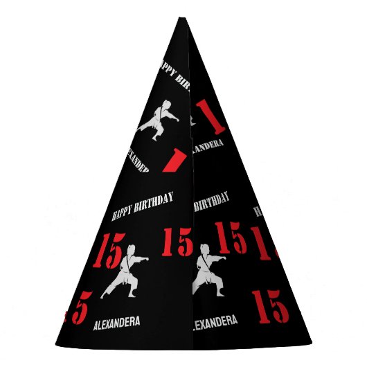 Taekwondo Player Birthday , Karate personalized  Feesthoedjes (Achterkant)