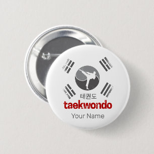 Taekwondo Retro Korea Vlag Martial Arts Vintage Ronde Button 5,7 Cm