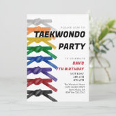 Taekwondo riem verjaardagsfeestje uitnodiging (Staand voorkant)