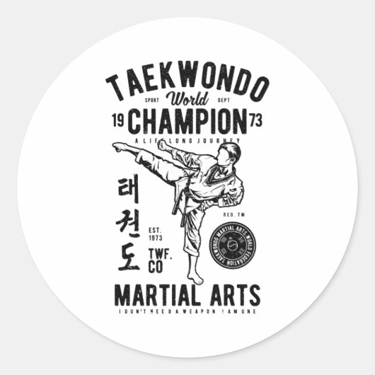 Taekwondo Ronde Sticker (Voorkant)