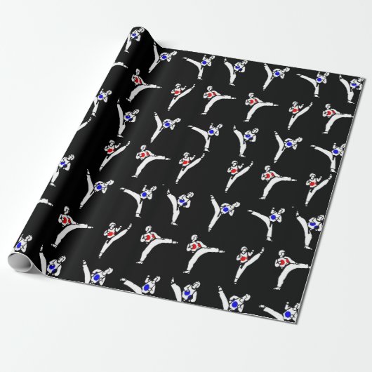Taekwondo Sparring Wrapping Paper Cadeaupapier (Uitgerold)