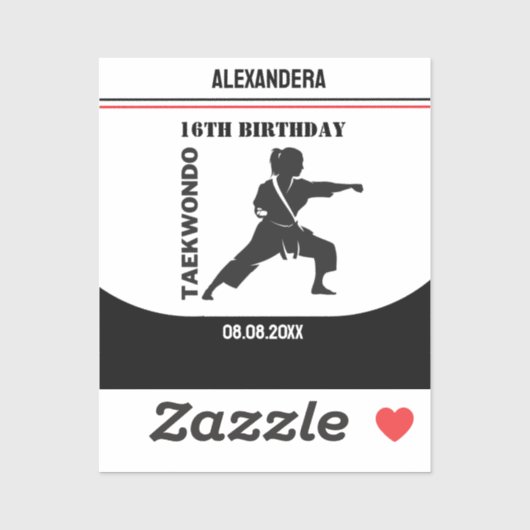 Taekwondo Speler, Verjaardagscadeau, Team Karate Sticker (Vel)