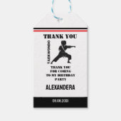 Taekwondo speler, Verjaardagsmeisje, Team Karate Cadeaulabel (Voorkant)