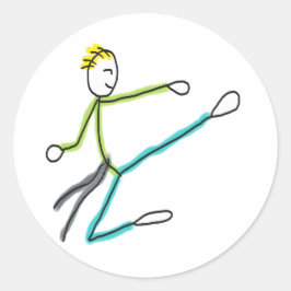 Taekwondo Stickman Ronde Sticker