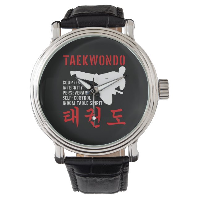 Taekwondo Tenets Martial Arts Horloge (Voorkant)