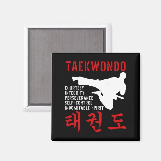 Taekwondo Tenets Martial Arts Magneet (Voorkant / Achterkant)