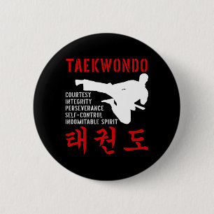 Taekwondo Tenets Martial Arts Ronde Button 5,7 Cm