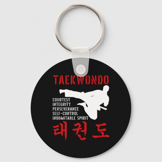 Taekwondo Tenets Martial Arts Sleutelhanger (Voorkant)