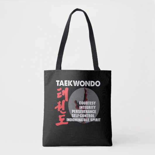 Taekwondo Tenets Martial Arts Tae kwon do Tote Bag (Voorkant)