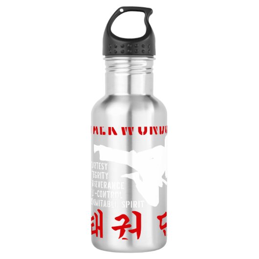 Taekwondo Tenets Martial Arts Waterfles (Voorkant)