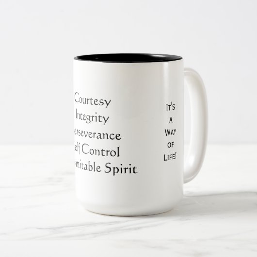 Taekwondo Tenets Mok (Voorkant rechts)