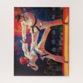 Taekwondo Throwdown: een sprankelende krachtmeting Legpuzzel (Verticaal)