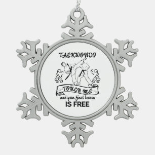 Taekwondo Touch me en je eerste les is gratis Tin Sneeuwvlok Ornament