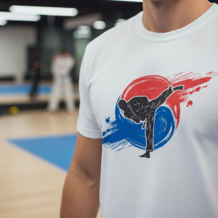 Taekwondo trap met Koreaanse Taegeuk penseelstreek T-shirt