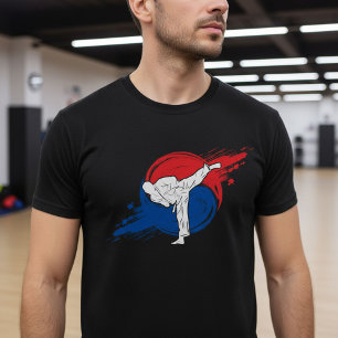 Taekwondo trap met Koreaanse Taegeuk penseelstreek T-shirt