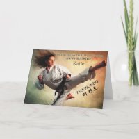 TaeKwonDo Trapverjaardagskaart voor Martial Arts