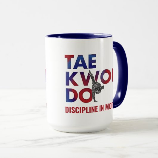 Taekwondo Typography Design High Kick Silhouette Mok (Voorkant rechts)