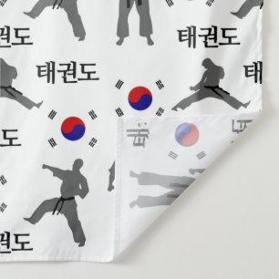 Taekwondo Vechters Martial Art 태권도 Zuid-Korea Vlag Wandkleed