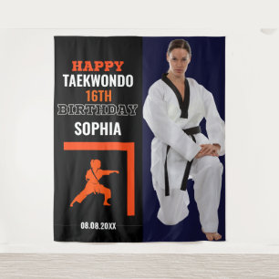 Taekwondo Verjaardag, Meisje Speler Achtergronden Wandkleed