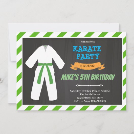 Taekwondo verjaardagsfeest uitnodiging (Voorkant)