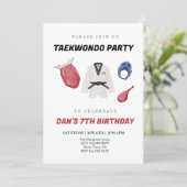 Taekwondo verjaardagsuitnodiging kaart (Staand voorkant)