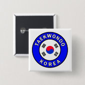 Taekwondo Vierkante Button 5,1 Cm (Voorkant /achterkant)