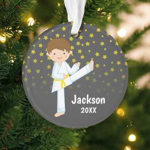 Taekwondo Yellow Belt Boy gepersonaliseerd Ornament