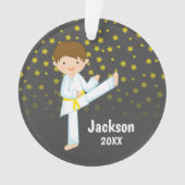 Taekwondo Yellow Belt Boy gepersonaliseerd Ornament (voorkant)