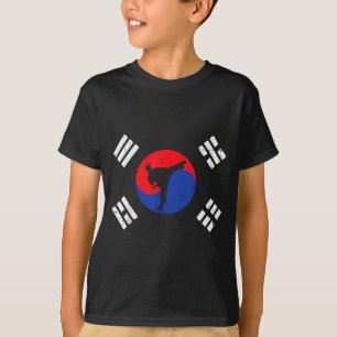 Taekwondo Zuid-Korea Vlag Vintage Koreaanse Martia T-shirt
