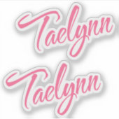 Taelynn naam roze cursief x2 sticker (Voorkant)
