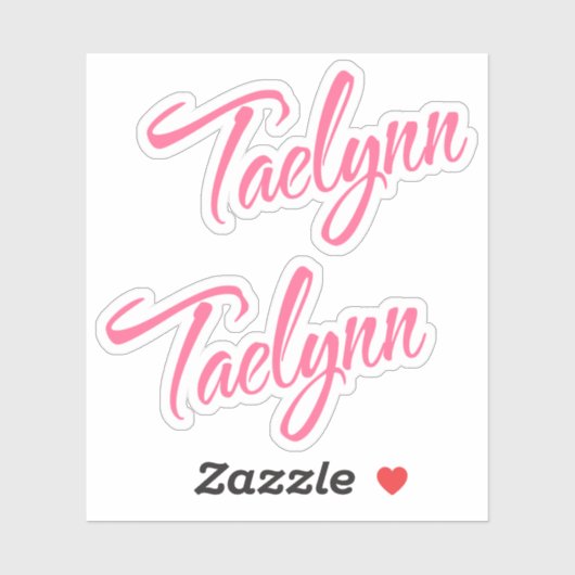 Taelynn naam roze cursief x2 sticker (Vel)