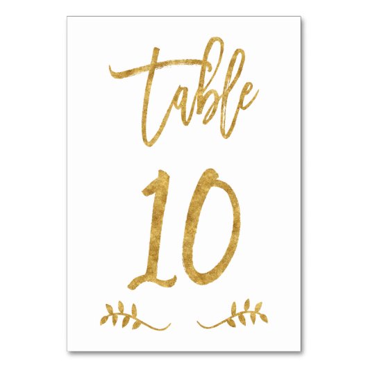 Tafel 10 | Elegant Gouden Handgeschreven Gewreven  Kaart (Voorkant)