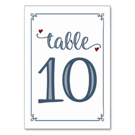 "Tafel 10" Stoffig Blauw & Donkerrood Kaart