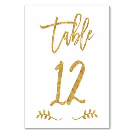 Tafel 12 | Elegant Gouden Handgeschreven Gewreven  Kaart (Voorkant)