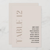 Tafel 12 Modern Bold Beige Trouw Tafel Nummer Kaart (Voorkant / Achterkant)