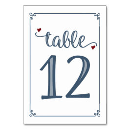 "Tafel 12" Stoffig Blauw & Donkerrood Kaart