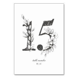 Tafel 15 Mooie Bloemenschetsen Krans Bruiloft Kaart