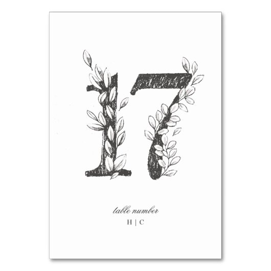 Tafel 17 Mooie Bloemenschets Krans Bruiloft Kaart (Voorkant)