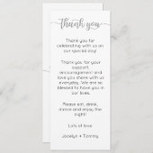 Tafel bedankkaart, plaats instelling Kaart, dank Menu (Voorkant / Achterkant)