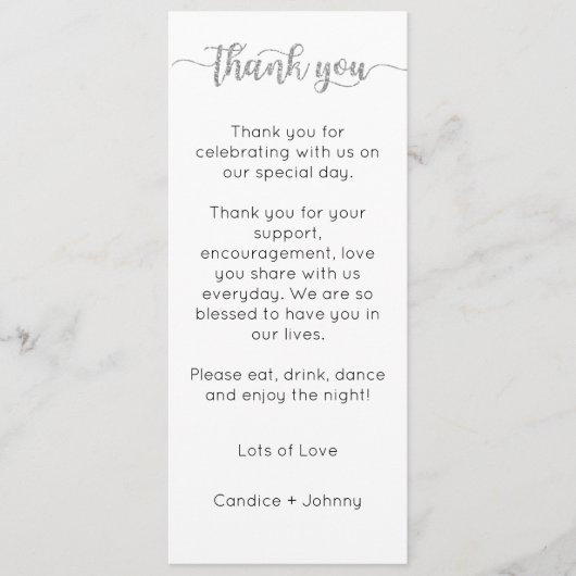 Tafel bedankkaart, plaats instelling Kaart, dank Menu (Voorkant)