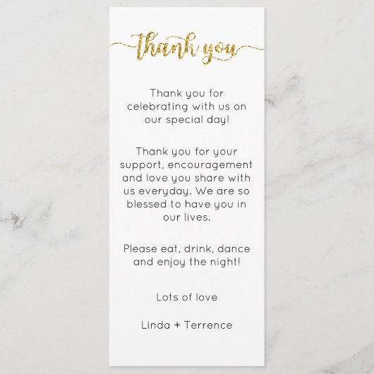 Tafel bedankkaart, plaats instelling Kaart, dank Menu (Voorkant)