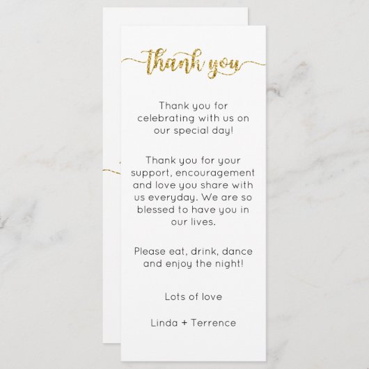 Tafel bedankkaart, plaats instelling Kaart, dank Menu (Voorkant / Achterkant)