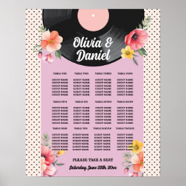 Tafel Bruiloft Zitplaatsen 12 Record Muziek jaren  Poster