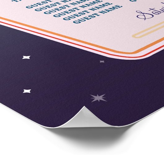 Tafel Bruiloft Zitplaatsen 8 Grafiek Las Vegas Cas Poster (Hoek)