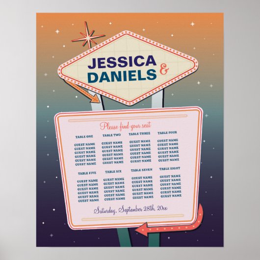 Tafel Bruiloft Zitplaatsen 8 Grafiek Las Vegas Cas Poster (Voorkant)